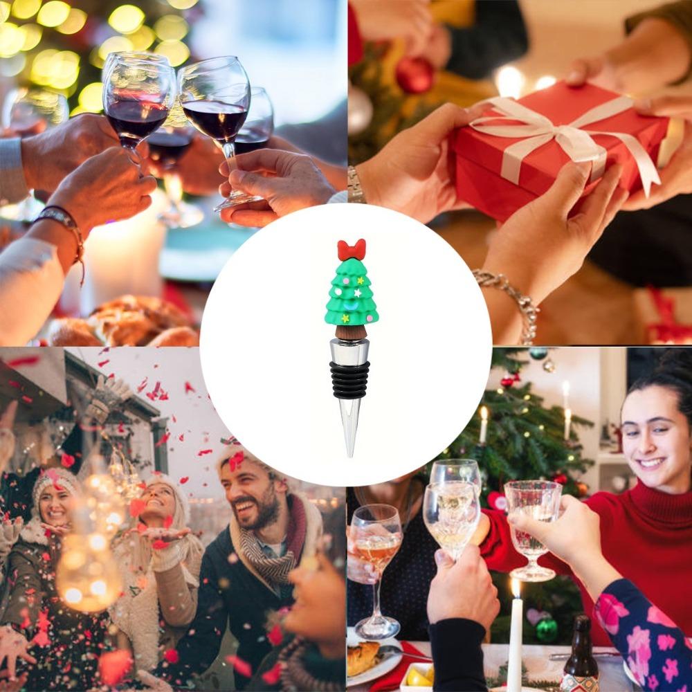 Merry Christmas Wine Sealer Xmas Tree Snowman Preservation Wine Cork  Home Bar Bottle Decor