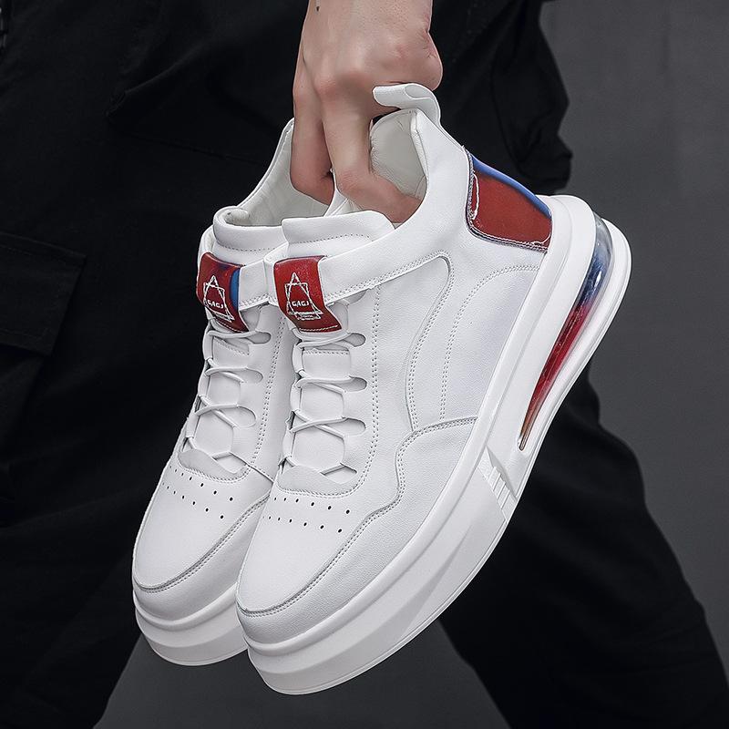 Осенне-зимняя обувь с высоким берцем для мужчин, повседневная обувь с воздушной подушкой, мягкая подошва, белые туфли, модная обувь, источник, место для источника