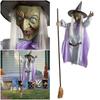 Halloween Flying Witch Decoration Outside Horror Spooky Flying Witch With Sounds Lights Garden Haunted House Decor Prop
