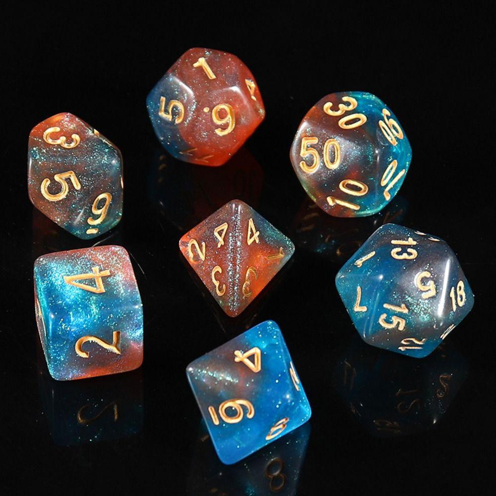 7PCS/Set Digital Acrylic Dice Polyhedral Mixed Color Dice Pearlescent Dice  for RPG DnD