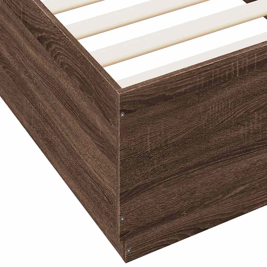 Brown Oak Effect Bed Frame 100 x 200 cm Engineered Wood