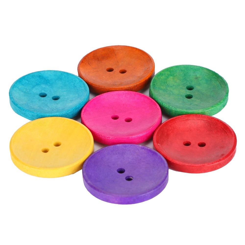 150pcs Multicolor Wooden Buttons 2 Holes DIY Craft Supplies Large Buttons Sewing Buttons DIY Craft