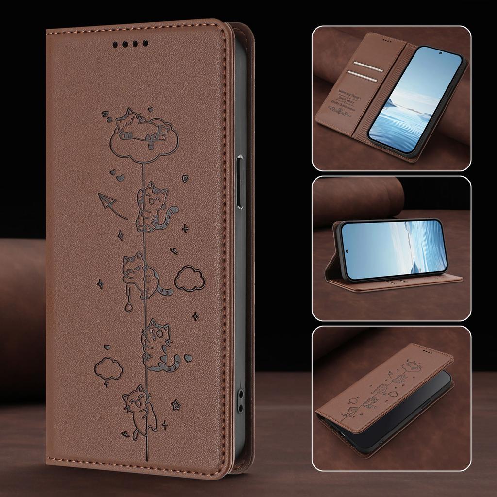 Cute Cat Leather Flip Wallet Case on For Motorola Moto G72 G32 G22 G71 G51 G41 G31 G30 G20 G10 Power RFID Protective Phone Cover