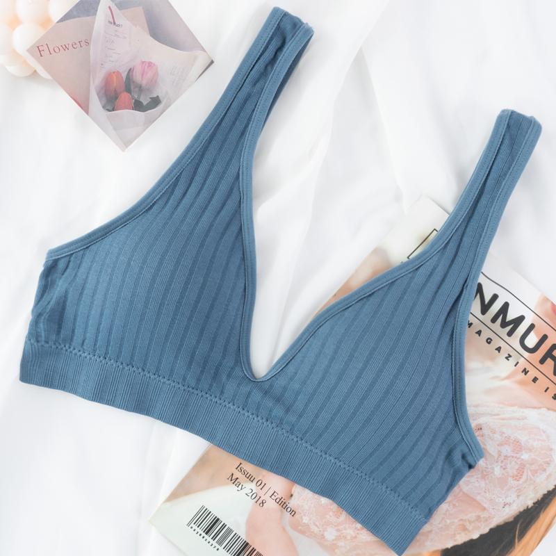 Threaded Camisole One-piece Triangle Cup Bra Sports Bras Ladies Sexy Sling Tube Top Free Size