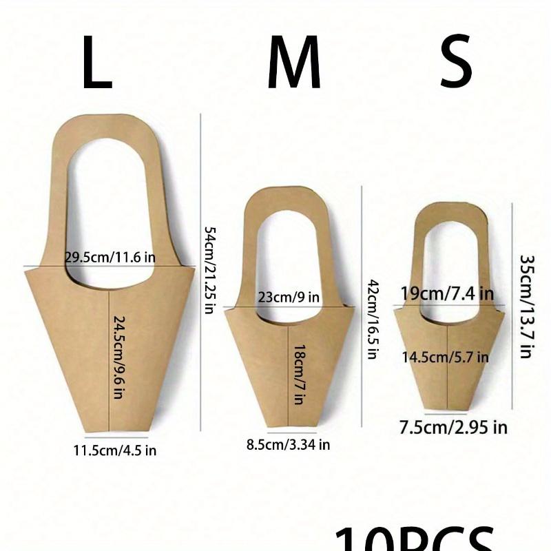 10 шт. Крафт-бумажные пакеты для упаковки и украшения букетов цветов с ручками, простые коричневые крафт-бумажные пакеты для букетов цветов для свадьбы