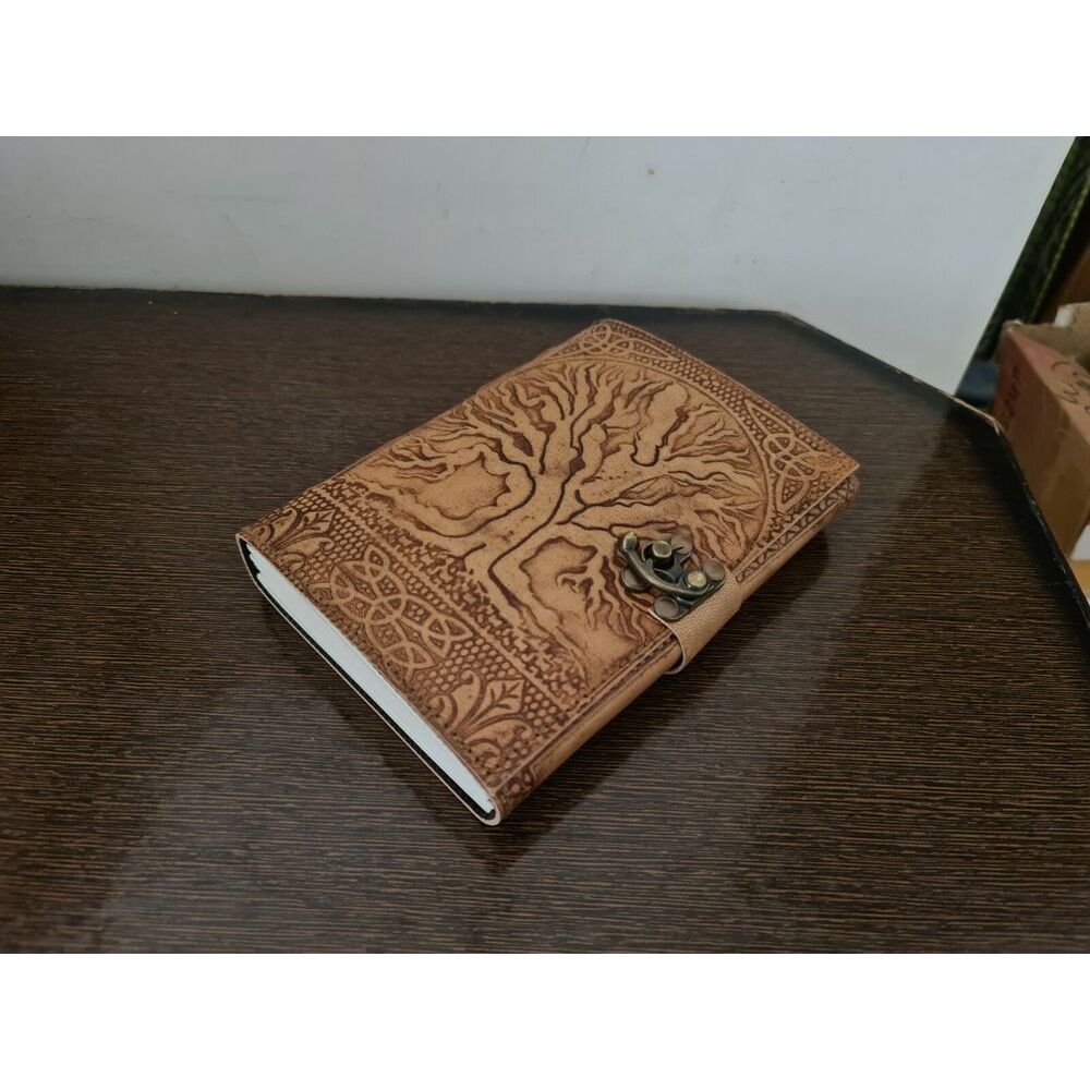 Handmade Leather Journal Diary Celtic Tree of Life Book of Shadow Wicca Vintage