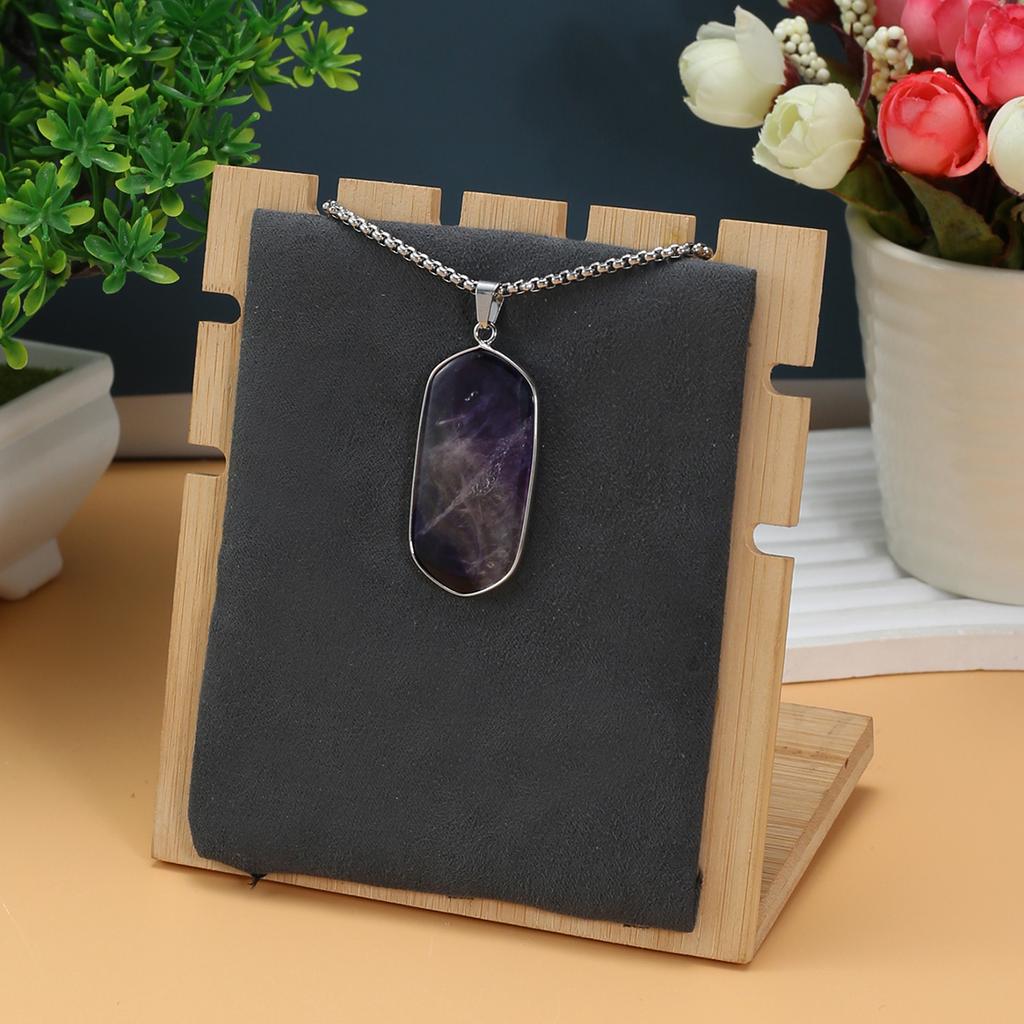Женское ожерелье из натурального камня, розовый кварц/аметист/флюорит, кулон, ожерелье для подарка на день рождения, цепочки 60 см