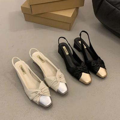 Модные женские босоножки с острым носком, модельные туфли, новые поступления, туфли-лодочки для вечеринок, ремешок сзади, толстый каблук среднего размера, разноцветная мода