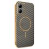 For Motorola Moto G14 4G Phone Case Carbon Fiber Textured Electroplated TPU Back Cover