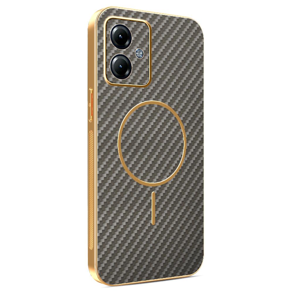 For Motorola Moto G14 4G Phone Case Carbon Fiber Textured Electroplated TPU Back Cover