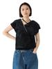 Beams Boy S/S TEE Maturely Velvet Zipper Top Women's Black 1