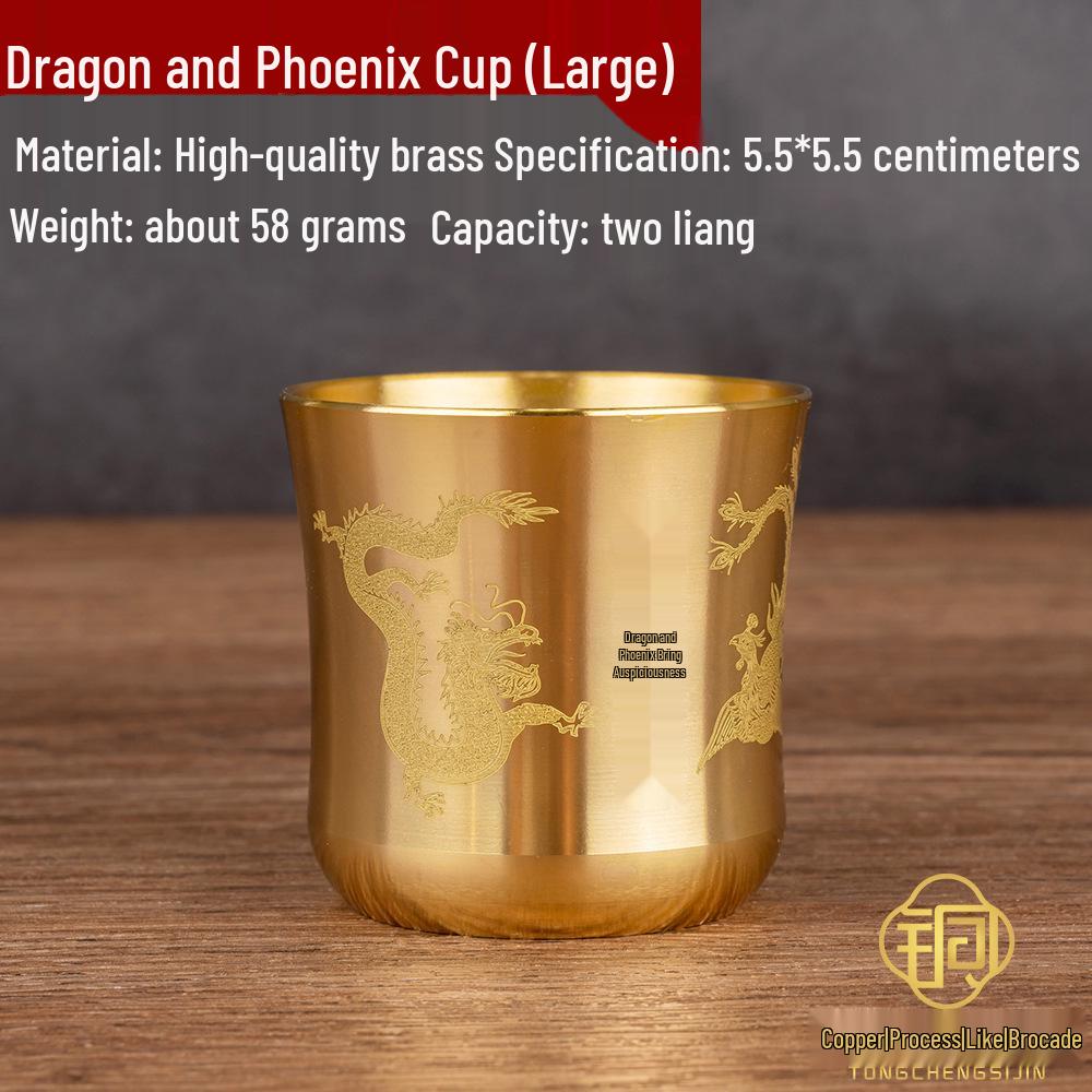 Pure Copper Buddha Offering Cup: Buddhist Supplies, Two-Ounce Blessings Cup for Water or Wine, God of Wealth Design