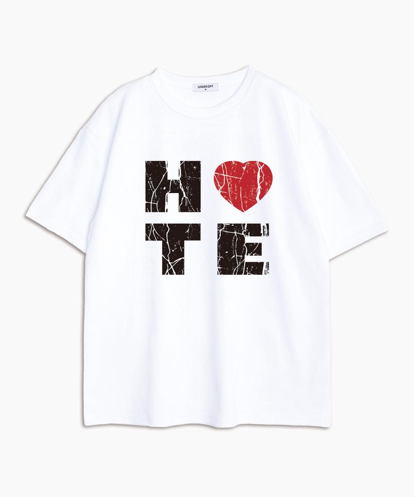UNDEROFF Oversized Crew Neck Hate Short Sleeve T-Shirt Black