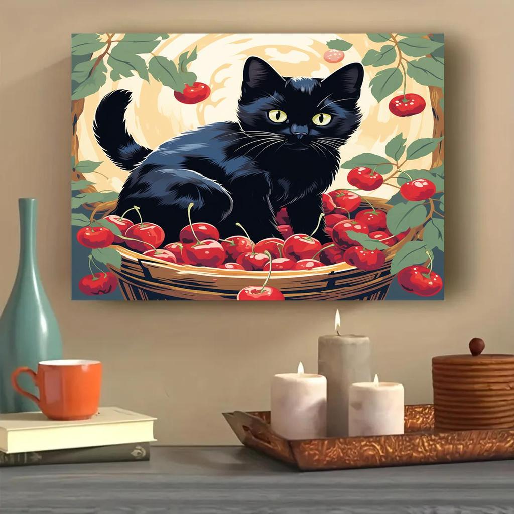 RUOPOTY Рамка с милым котом, сделай сам, картина по номерам, настенная художественная картина, домашний декор, акриловая краска по номерам для подарка, 40x50 см