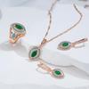 Emerald Green Zircon With Double White Zircon Turquoise Oval Rings Women Luxury Ethnic Style Jewelry Party Accessories