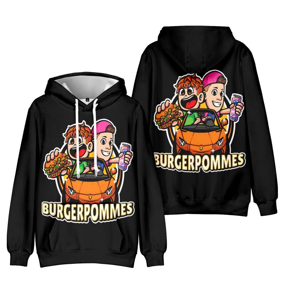 10 цветов моды для поклонников Burgerpommes ICrimax Графический принтованный свитшот Спорт на открытом воздухе Косплей Пуловеры Толстовка Косплей Костюм