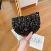 Trendy Mini Half Moon Pu Crossbody Bag With Shiny Sequins For Stylish Women