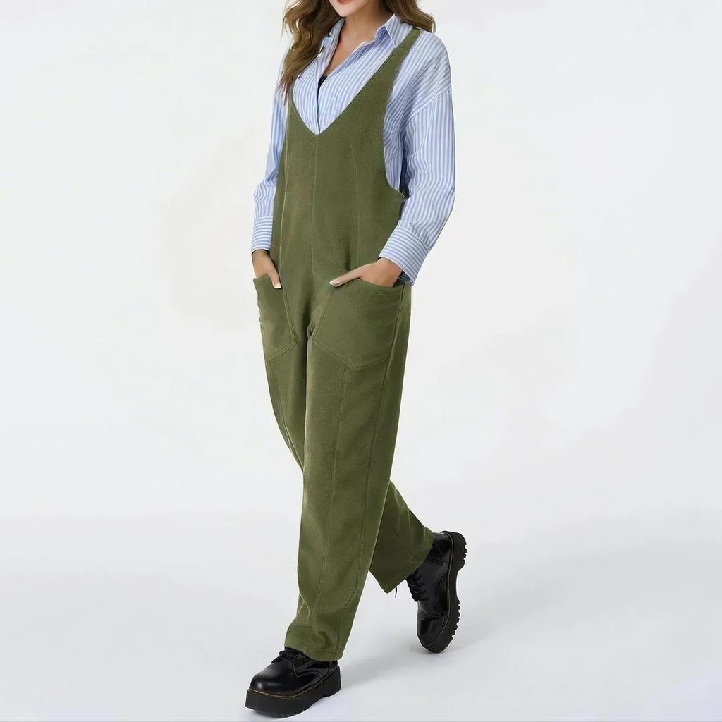 Womens Fleece Overalls One-piece Jumpsuits Adjustable Suspender Straps Warm Winter Fuzzy Ski Pants Fuzzy Fall Outfits