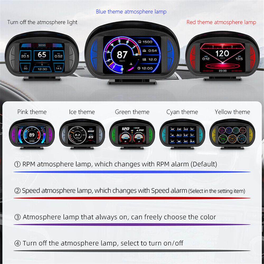 3 в 1 Автомобильный OBD GPS HUD Цифровой проекционный дисплей Спидометр Скорость Температура Сигнализация Датчик