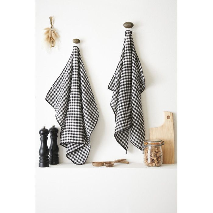 Lot de 2 essuie-mains "Vickie" 50 x 70 cm Tissé teint "Gaze de Coton" - Vickie Truffe