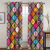 2 Pcs Colored geometric blocks print curtains,suitable for bedroom,living room kitchen decoration,home decoration,window decor