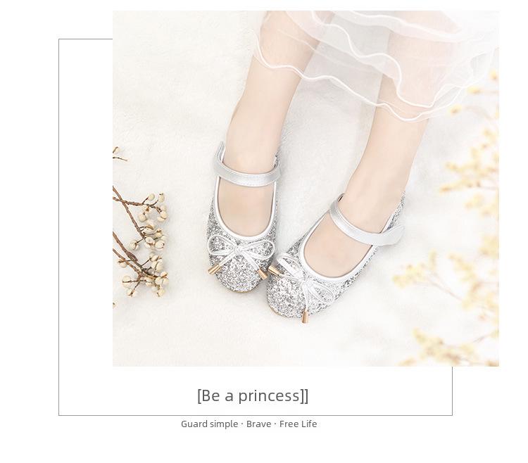 2024 Новые кожаные туфли принцессы Эльзы для маленьких девочек