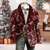 Пиджак Костюм Вельветовая Зимняя Куртка Приталенный Однобортный Пиджак Лацкан Длинный Рукав 3D Принт на Рождественскую Тематику Верхняя Одежда