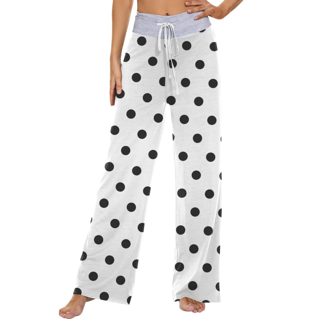 Women's Fashion Casual Comfortable Pajama Pants Printed Drawstring Wide Leg Pants