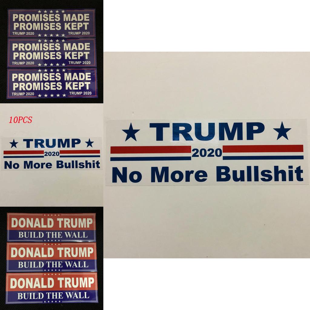 10pcs Trump Donald Bumper Sticker 2020 Build The Wall Promises Kept Sticker Pack