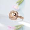 Kinel Square Zircon Full Paved Women's Ring Vintage Rose Gold Color Jewelry