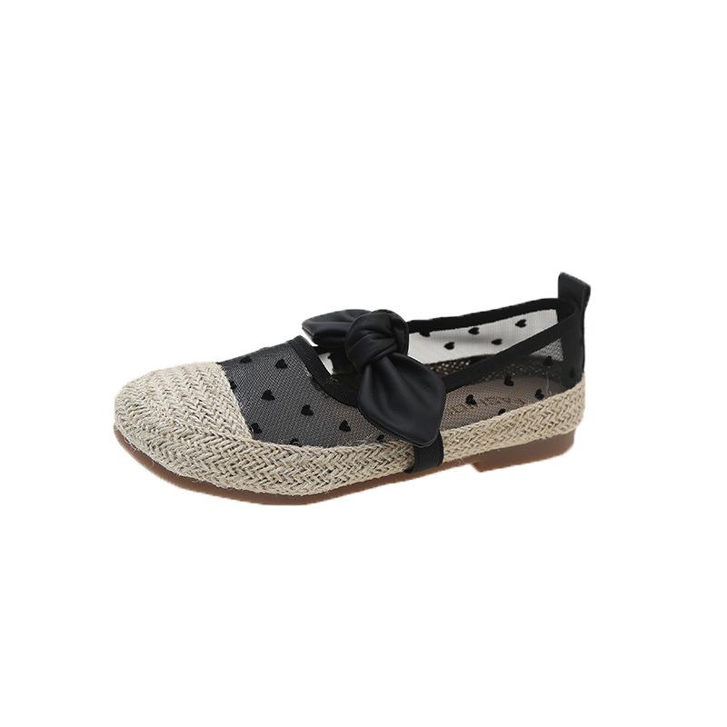 Корейская версия Wave Point Gauze Breathable Hollow Out Bowknot Platform Shoes 2024 New Casual Fishman's Shoes Female Summertime