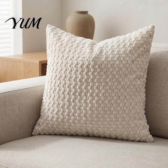 Soft Elastic Couch Pillows Bubble Corduroy Throw Pillowcase, Decorative Square Cushion Cover, Living Room Accessories Textured Invisible Zipper Pillow