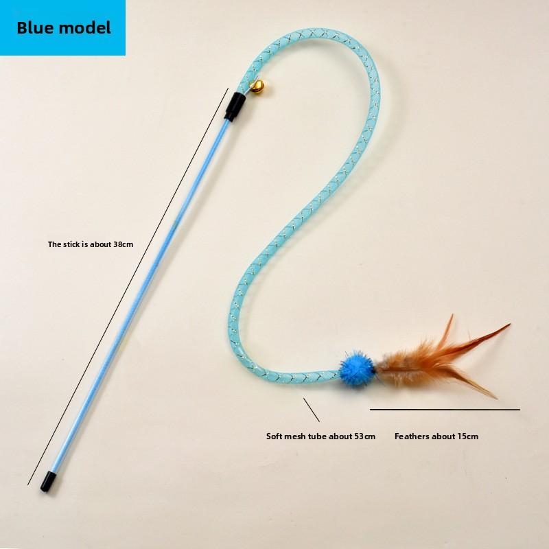 Новая игрушка для кошек на год Змеи, дразнилка для кошек в форме змеи, эластичная сетчатая трубка, шерстяной клубок и перо, интерактивная игрушка для кошек