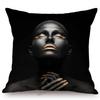 Black Gold African Lady Girl Style Modern Fashion Living Room Luxury Looking Decoration Art Sofa Pillow Case Linen Cushion Cover