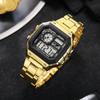 Men's Fashion LED Luminous Steel Band Square Electronic Watch