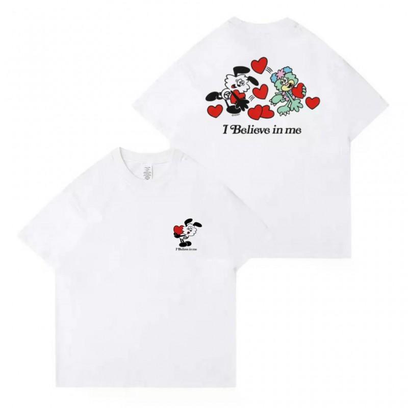 Street Style Heart Graphic T-Shirt Loose Fit Casual Top Men Youth Fashion