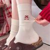 Red Socks Year Of The Dragon Red Socks Embroidered Cotton Socks Cute Festive New Year Medium Tube Wedding Stockings