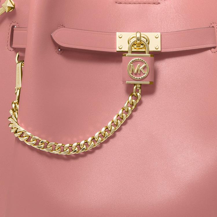 Michael Kors Hamilton Legacy Classic Однотонная Сумка-Ведро Кожаная На Шнуровке Модная Для Поездок На Работу Женские Сумки Розово-Розовый 30S2L9HM6L-622