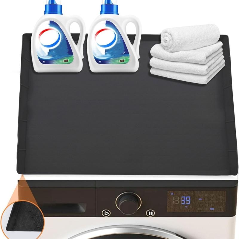 Small Fridge Silicone Mats 23.62x23.62in Washable Drip Pan with Raised Edge Design Protective Mats for Easy Cleaning