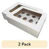 2 Pack White Cake Boxes with Windows Transporting Treats Bakery Packaging 10.25 X 13.25 X 4 Inches Multi-Purpose Use
