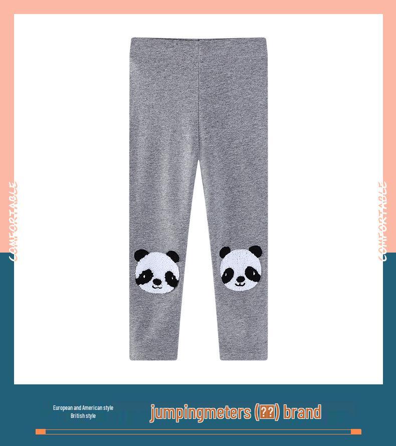 Летние хлопковые вязаные леггинсы с вышивкой панды для девочек - Тонкий стиль для малышей/детей ясельного возраста
