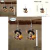 Halloween Theme Witch Broom And Pumpkin Pattern Women Earrings For Women Costume Accessory Gift