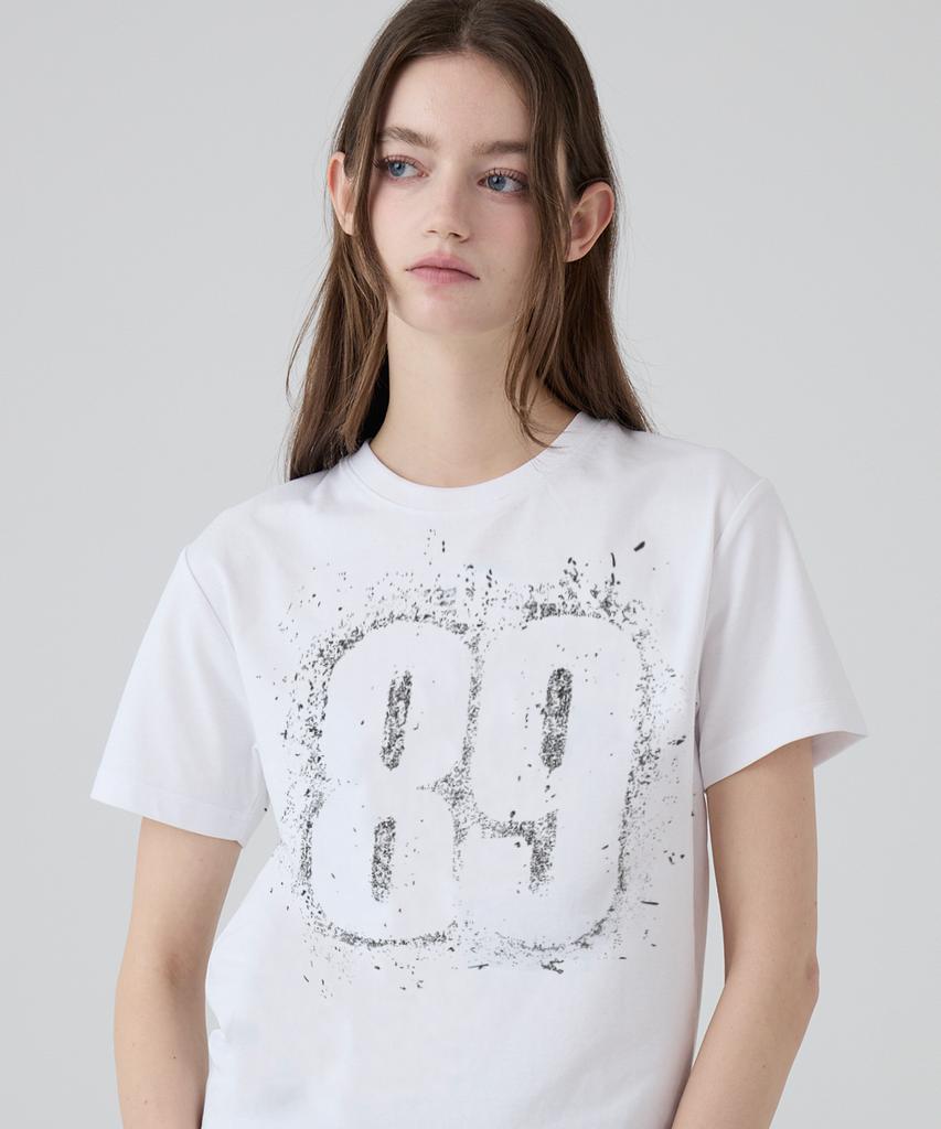 DANGLEDROP Dgdp Vintage Number Semi-Crop Short Sleeve_White