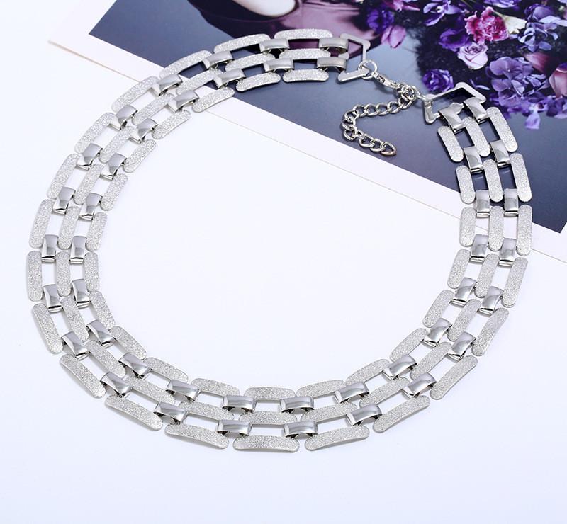 Fashion Geometric Metal Choker Necklace With Matte Finish For Men Women And