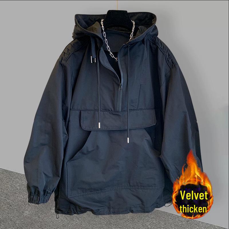 2023 Trendy Unisex Hooded Patchwork Windbreaker - Lightweight, Loose-Fit Workwear