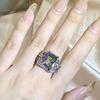 925 штамп готический ослепительный квадратный цирконий женское кольцо многоцветный кристалл обручальное кольцо вечерние ювелирные аксессуары