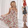 Summer New Sleeveless Dress Pullover Print Strap Short Skirt for Women