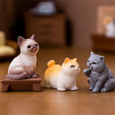 Мини-украшение кошка Мультяшный котенок Микро-ландшафт Модель кукольного домика Модель автомобиля Салон дома Настольное украшение