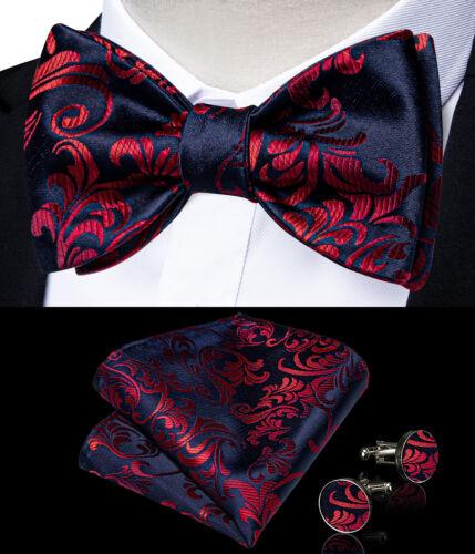 Мужской шелковый галстук-бабочка, регулируемый синий галстук-бабочка, набор запонок с цветочным принтом пейсли