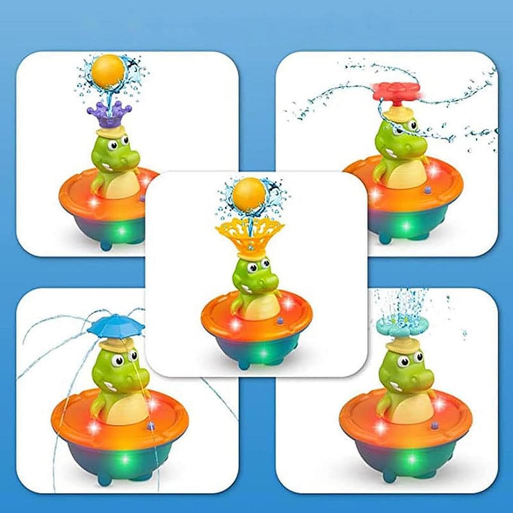 Милая игрушка-фонтан в виде крокодила со светодиодной подсветкой для детей и младенцев, успокаивающая и забавная, сверкающая игрушка-фонтан для ванны, купели, бассейна и игр с водой,
